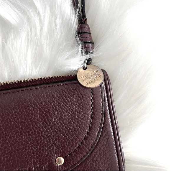 See by Chloe Olga coin purse card holder zip wallet maroon leather - Picture 4 of 8